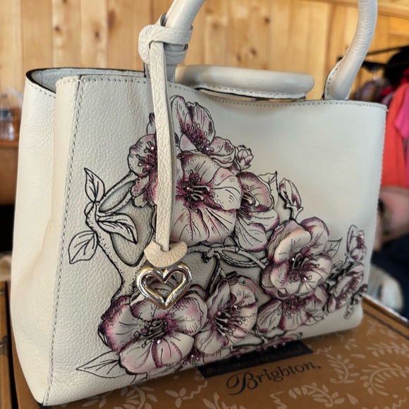 Brighton “Sakura” 3D Masterpiece Cherry Blossom Flowers Handbag White - Picture 3 of 12
